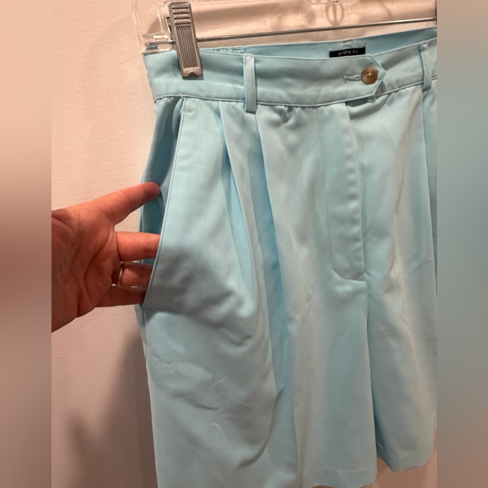 ✅ Vintage Izod 8 pleated Sky Blue X-Tra dry mom golf Shorts culottes bermudas - Picture 3 of 7